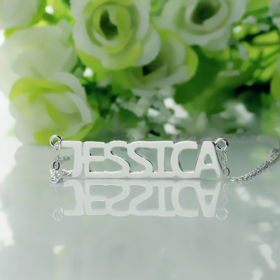 Solid White Gold Plated Jessica Style Name Necklace - The Name Jewellery™