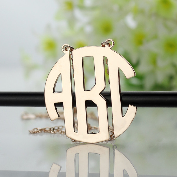Solid Rose Gold Initial Block Monogram Pendant Necklace - The Name Jewellery™
