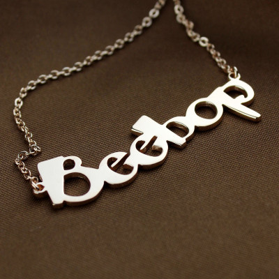 Solid Rose Gold Personalised Beetle font Letter Name Necklace - The Name Jewellery™