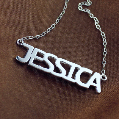 Solid White Gold Plated Jessica Style Name Necklace - The Name Jewellery™