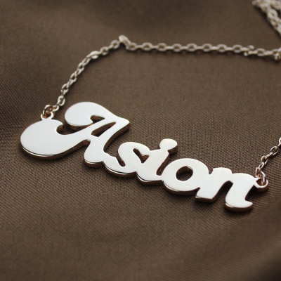 Personalised 18ct Rose Gold Plated BANANA Font Style Name Necklace - The Name Jewellery™