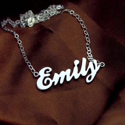 Cursive Script Name Necklace 18ct Solid White Gold - The Name Jewellery™