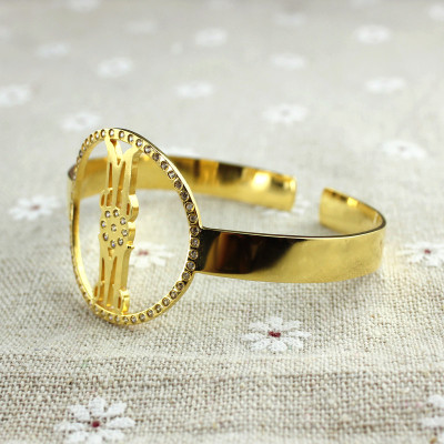 Personal Gold Plated Silver Monogram Circle Bracelet With Birthstone - The Name Jewellery™