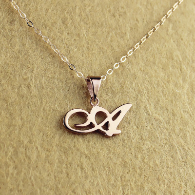 Personalised Madonna Style Initial Necklace 18ct Solid Rose Gold - The Name Jewellery™