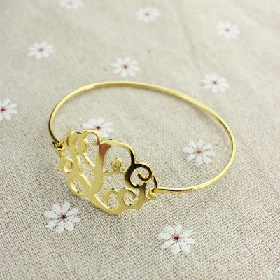 18ct Gold Plated Monogram Initial Bracelet 1.25 Inch - The Name Jewellery™
