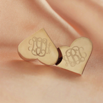 Heart Monogram Earrings Studs Cusotm Solid 18ct Rose Gold - The Name Jewellery™