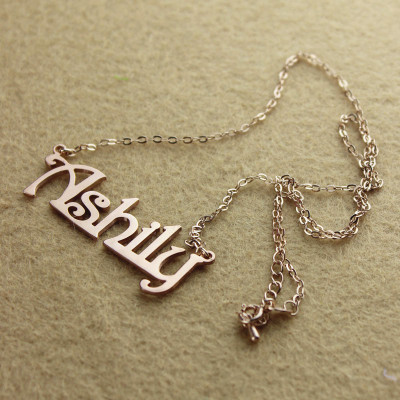 Solid Rose Gold Harrington Font Name Necklace - The Name Jewellery™