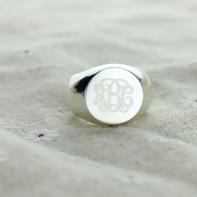 Signet Ring Sterling Silver Engraved Monogram - The Name Jewellery™
