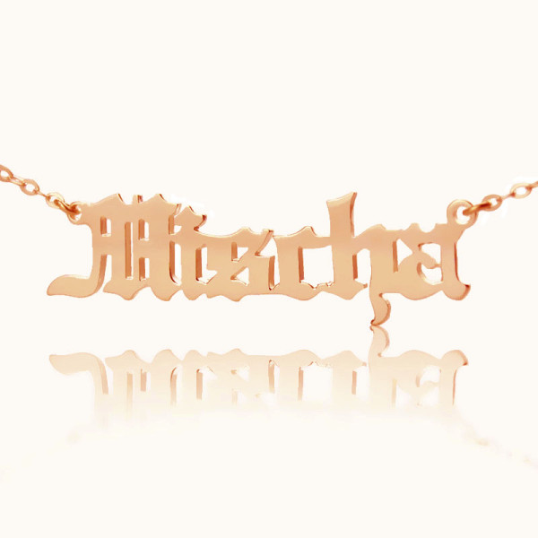 Mischa Barton Style Old English Font Name Necklace 18ct Rose Gold Plated - The Name Jewellery™