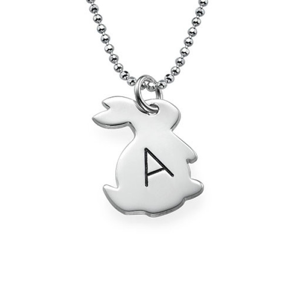 Tiny Rabbit Necklace with Initial in Silver - The Name Jewellery™