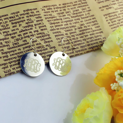 Disc Signet Monogrammed Earrings Sterling Silver - The Name Jewellery™
