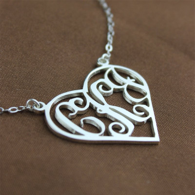 Heart Monogram Necklace Sterling Silver - The Name Jewellery™