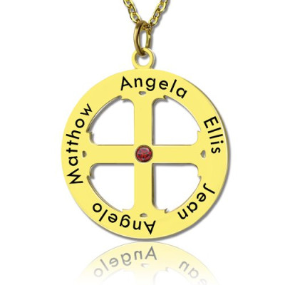 Cross Name Necklace with Circle Frame 18ct Gold Plated 925 Silver - The Name Jewellery™