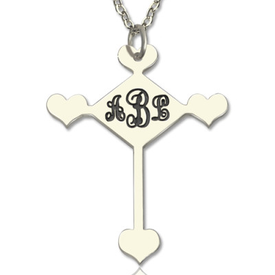 Sterling Silver Cross Monogram Necklace - The Name Jewellery™