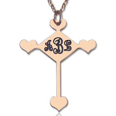 Custom 18ct Rose Gold Plated Cross Monogram Necklace - The Name Jewellery™