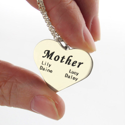 "Mother" Family Heart Necklace Sterling Silver - The Name Jewellery™