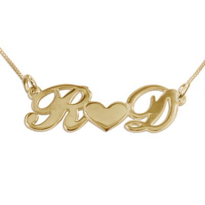 Couples Heart Necklace in 18ct Gold Plating - The Name Jewellery™