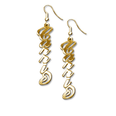 18ct Gold Plated Silver "Carrie" Name Earrings - The Name Jewellery™