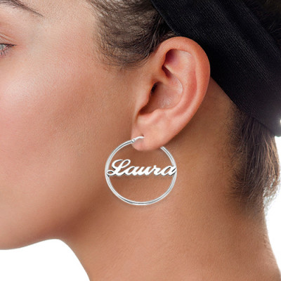 Sterling Silver Hoop Name Earrings - The Name Jewellery™
