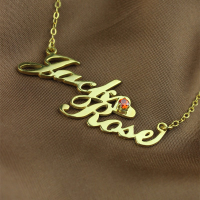 Gold Double Nameplate Necklace Carrie Style - The Name Jewellery™