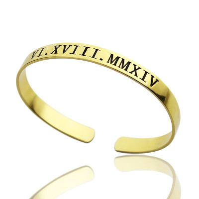 Personalised Roman Numeral Bracelet 18ct Gold Plated - The Name Jewellery™