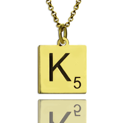Engraved Scrabble Initial Letter Necklace 18ct Gold Plated - The Name Jewellery™