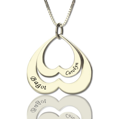 Double Heart Pendant With Names For Her Sterling Silver - The Name Jewellery™
