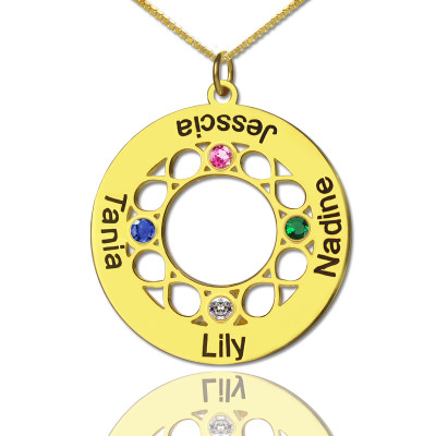 Infinity Birthstone Family Names Necklace In 18ct Gold Plated - The Name Jewellery™