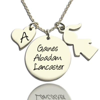 Mother Necklace Gift With Kids Name Charm Sterling Silver - The Name Jewellery™