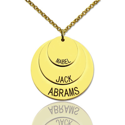 Disc Necklace With Kids Name For Mom 18ct Gold Plated - The Name Jewellery™