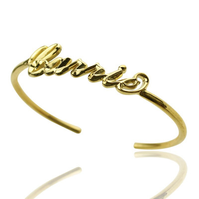 Personalised 18ct Gold Plated Name Bangle Bracelet - The Name Jewellery™