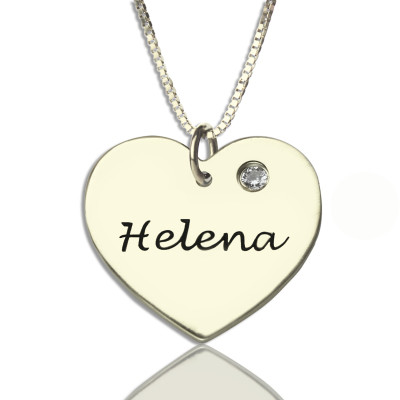 Sterling Silver Simple Heart Name Necklace with Birthstone - The Name Jewellery™