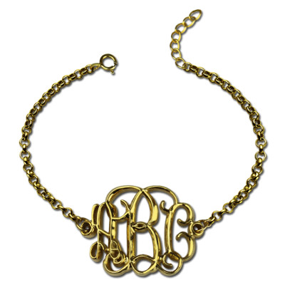 18ct Gold Plated Celebrity Monogram Bracelet - The Name Jewellery™