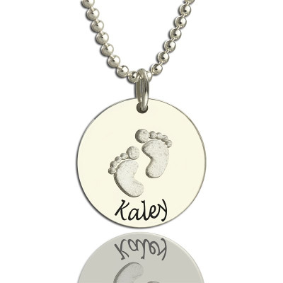 Memory Baby Footprints Name Necklace Sterling Silver - The Name Jewellery™