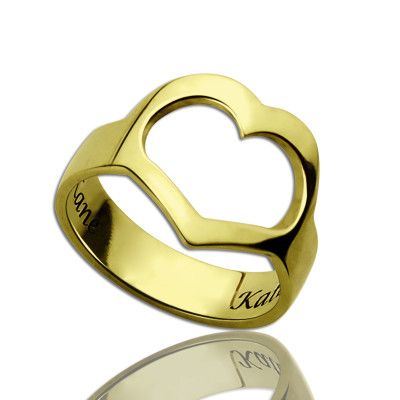 Custom Heart Couple's Promise Ring With Name Gold Plated Silver - The Name Jewellery™