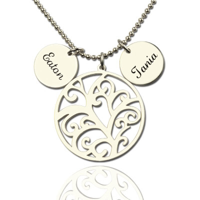 Family Tree Necklace with Custom Name Charm Silver - The Name Jewellery™