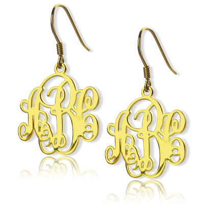 Script Monogram Initial Earrings 18ct Gold Plated - The Name Jewellery™