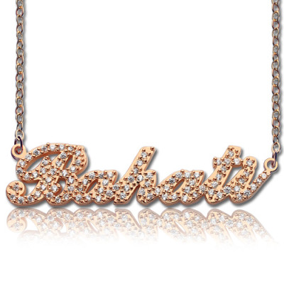 Rose Gold Plated Full Birthstone Carrie Name Necklace - The Name Jewellery™