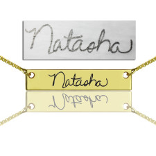 Signature Bar Necklace: Your Handwriting, Your Story in 18ct Gold