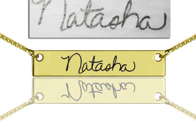 Signature Bar Necklace: Your Handwriting, Your Story in 18ct Gold