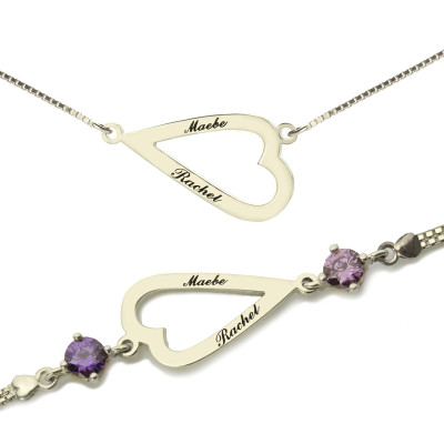 Love Jewellery Set- Open Heart Name Necklace  Bracelet - The Name Jewellery™