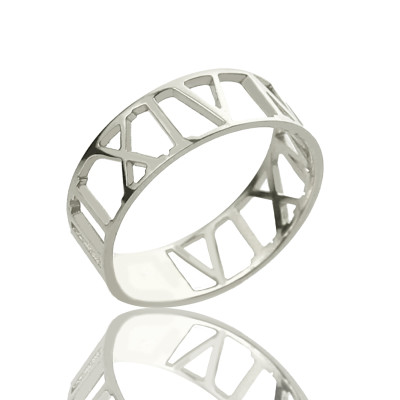 Custom Sterling Silver Roman Numerals Ring - The Name Jewellery™