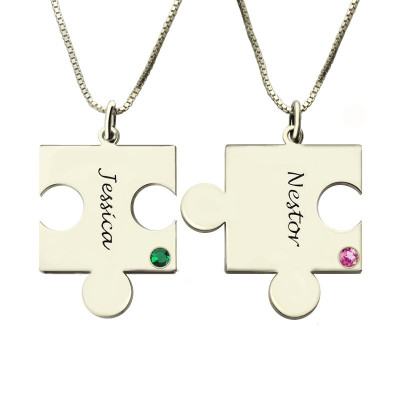 Engraved Puzzle Necklace for Couples Love Necklaces Silver - The Name Jewellery™