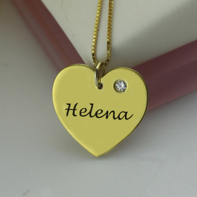 Simple Heart Necklace with Name  Birhtstone 18ct Gold Plated - The Name Jewellery™