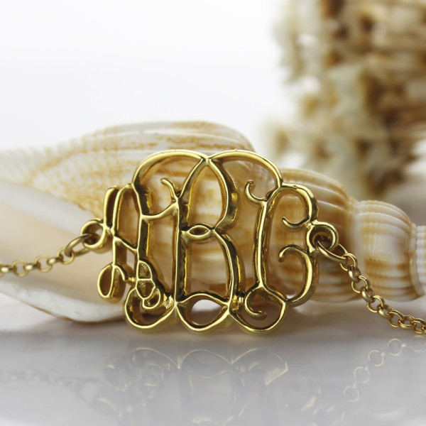 18ct Gold Plated Celebrity Monogram Bracelet - The Name Jewellery™