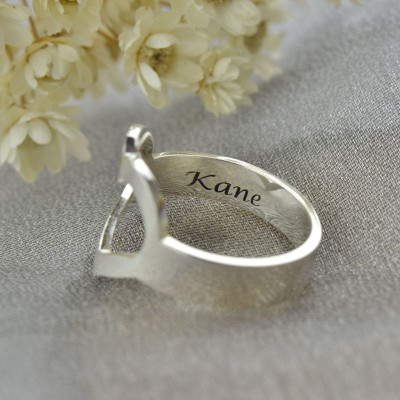 Personalised Couple's Name Promise Heart Ring Silver - The Name Jewellery™