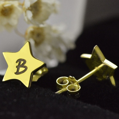 Star Stud Initial Earrings In Gold - The Name Jewellery™