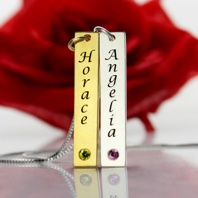 Custom Couple Name Tag with Birthstones - The Name Jewellery™