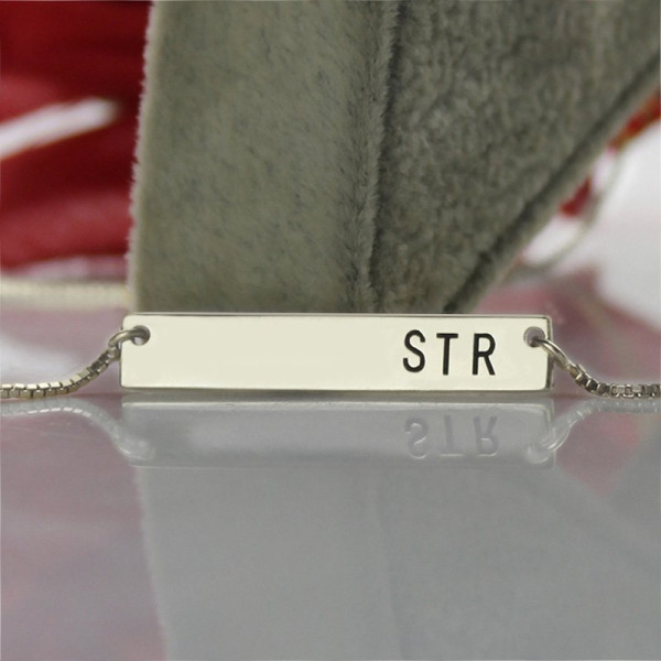 Sterling Silver Initial Bar Necklace - The Name Jewellery™