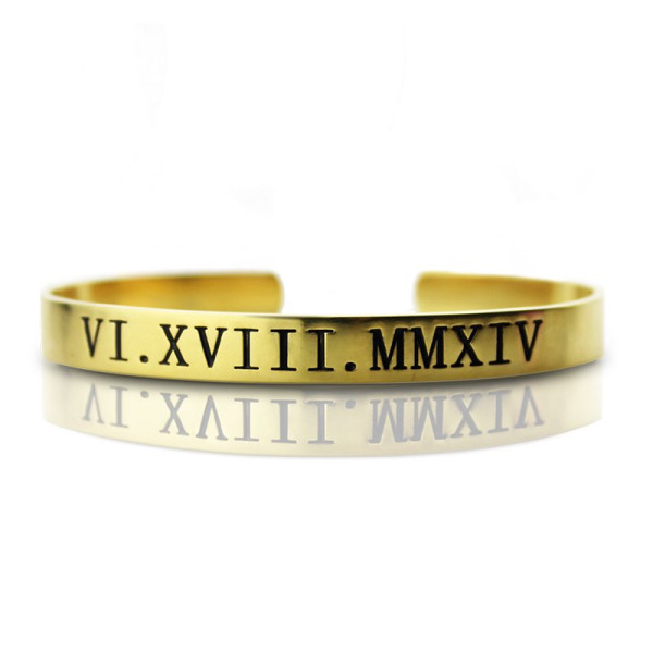 Personalised Roman Numeral Bracelet 18ct Gold Plated - The Name Jewellery™